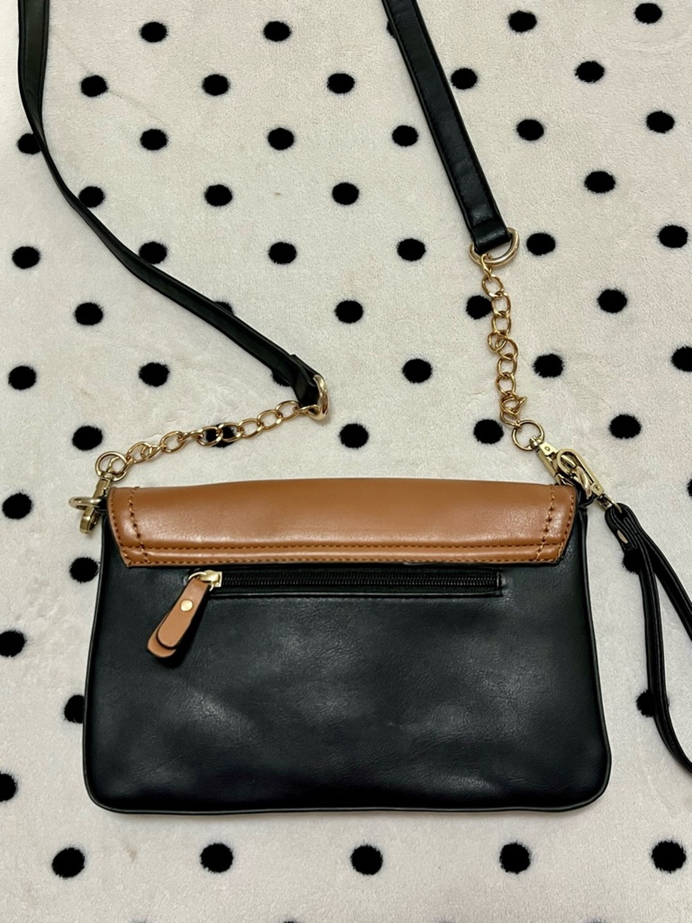 Two Tone Vegan Leather Crossbody Purse - Picture 8 of 8